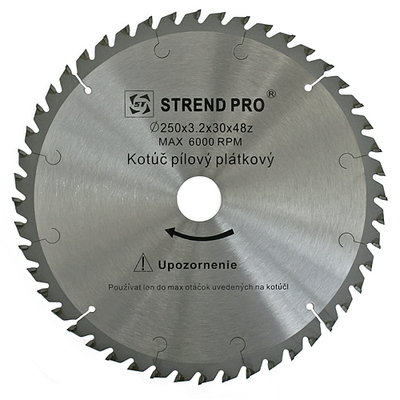 Körfűrészlap fához Strend Pro SuperSaw NWP 250 x 3,2 x 30 40T, SK lapokkal